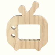 Houten mini televisie blank | decoratie